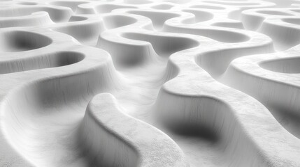 Abstract wavy landscape with smooth, flowing contours and shadows.