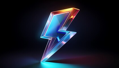 A vibrant, glowing lightning bolt icon, reflecting dynamic energy and creativity against a dark background.