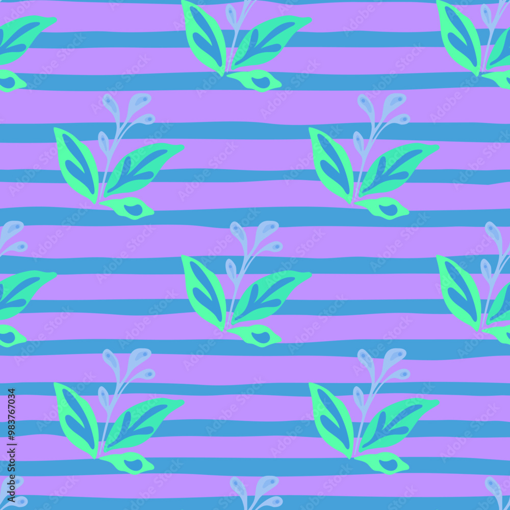 Poster Elegant seamless pattern featuring hand-drawn leaves and florals.