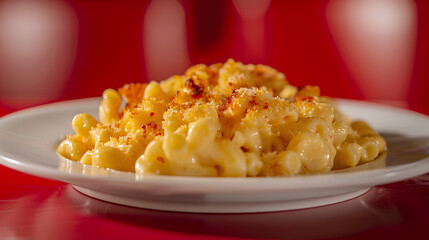 mac n chesse with melted cheese on top