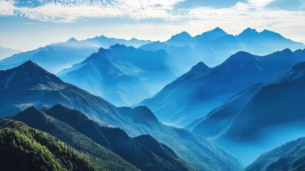 Fototapeta premium panorama of mountains in the morning