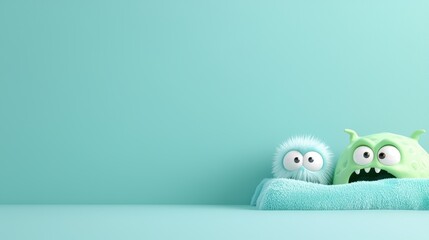 Cute Cartoon Monsters on a Blue Background