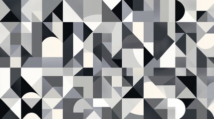 Beautiful Geometric Gray Patterns. Modern geometric shapes in different shades of gray.