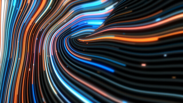 Abstract background forming with orange and blue lines