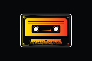 Obraz premium Audio cassette. Original vector illustration in vintage style. T-shirt design.