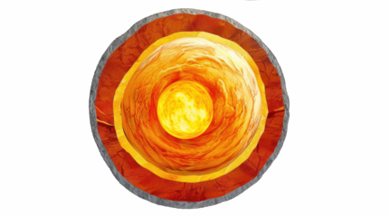 Cross-section diagram of Earth's core illustrating the inner core and outer core with labels on a plain background