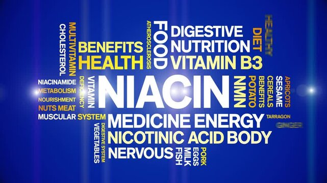 Niacin animated word cloud;text design animation tag kinetic typography seamless loop.