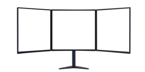 Triple Screen Monitor Setup with White Background.