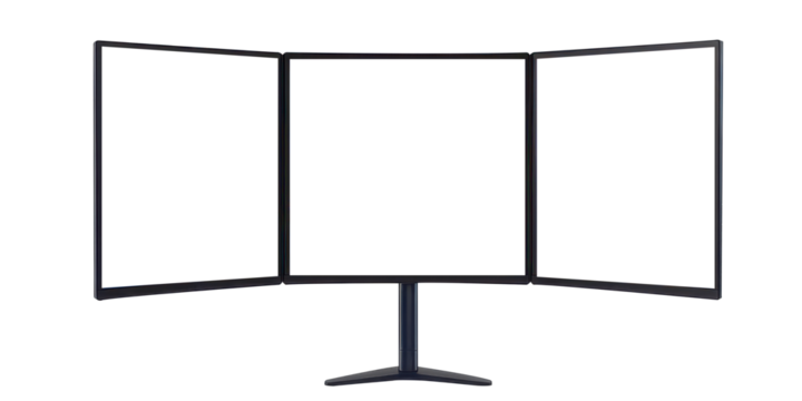Triple Screen Monitor Setup with White Background.