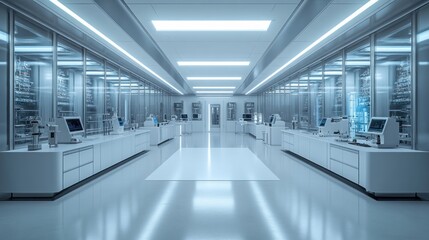 Modern laboratory interior with advanced scientific equipment.