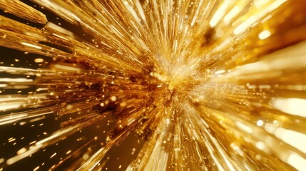 An abstract explosion of golden light and particles, conveying energy and dynamism.