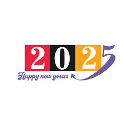 Happy new year 2025 template design, 2025 3D number. New Year greeting card set, 2025 colorful text. New year logo 2025 minimalist. Colored numbers Happy new year. Design template for New Year celeb
