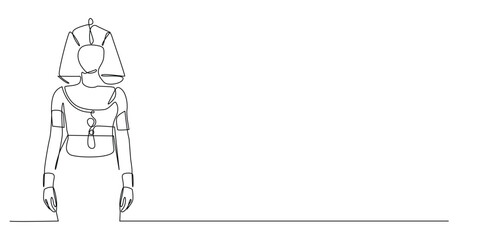 continuous line Cleopatra.one line drawing of Cleopatra.history of ancient times.single line vector illustration.isolated white background