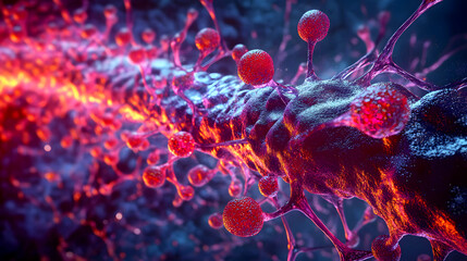 Muscle proteins in action/ Illustration of myosin and actin interacting during muscle contraction