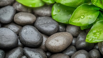 Close-Up of Smooth Stones Adorned with Lush Green Moss - Captivating Natural Textures in a Tranquil Forest Setting for Nature and Landscape Enthusiasts