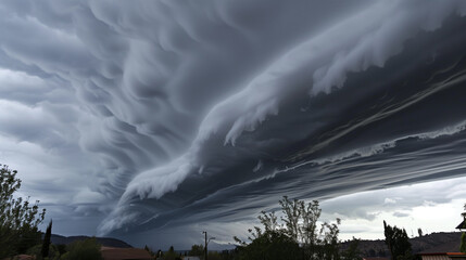 An atmospheric river event triggered by La Niña, with long bands of clouds stretching across the...