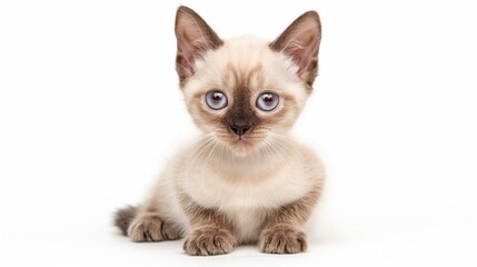 isolated on white background, brownie siamese kitten