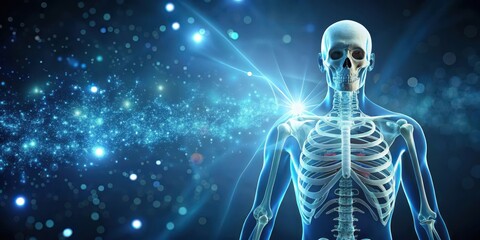 Creative image of calcium strengthening bones under healthy, glowing skin, calcium, bones, strengthening, health