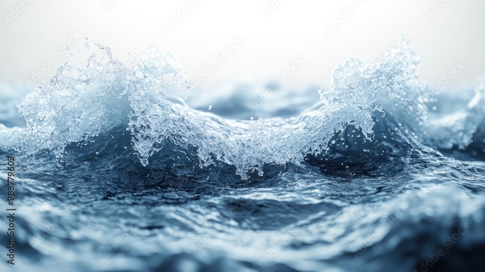 Poster waves crashing on water surface, creating dynamic splashes.