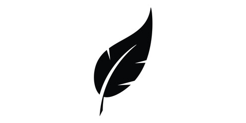 Nib icon. Feather pen black on white background
