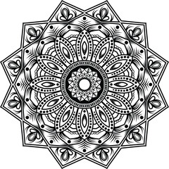 Beautiful floral pattern mandala art isolated on a white background, Coloring page design, coloring page vector.