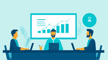 Three men in a meeting discussing a business plan.