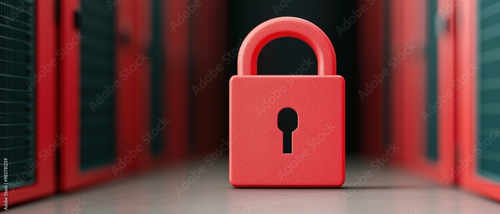 Poster red padlock in a data center environment