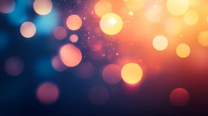 Fototapeta premium Photo Blur glow overlay. Lens flare filter. Bokeh sunlight glare leak. Retro illumination effect. Defocused orange blue white light abstract background