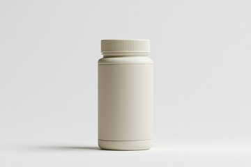 White Plastic Bottle with a Screw Cap on a White Background