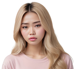 Fototapeta premium Woman with a disappointed face expression on transparent background