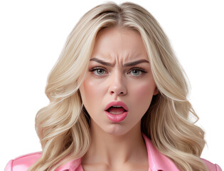 Naklejka premium Woman with a anger expression on transparent background