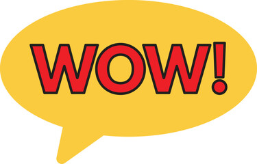 WOW speech bubble icon with text . Yellow wow speech bubble icon . WOW cartoon bubble icon vector