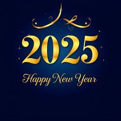 Golden text wishes a Happy New Year 2025, new hopes, new dreams in 2025