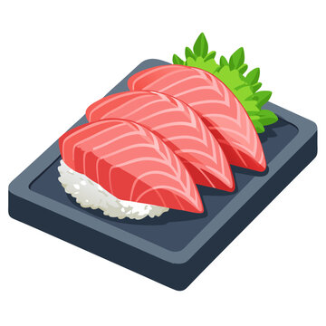 Tuna sashimi slices on stone tray illustration