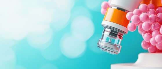Close-Up of Microscope on Pastel Background