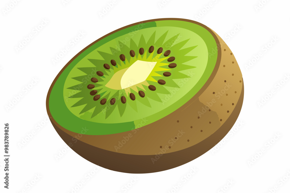 Poster Half of kiwi on white background