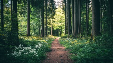 Obraz premium A guided nature walk focusing on the therapeutic effects of forest bathing