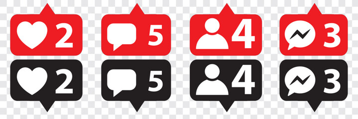 Social media notification icon. Follow, comment, like icon. Vector illustration. EPS 10.