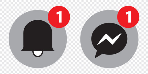 Set Of Simple Social media notification icon set. Flat icons notification, like, share, follow, view and chat symbol. EPS 10.