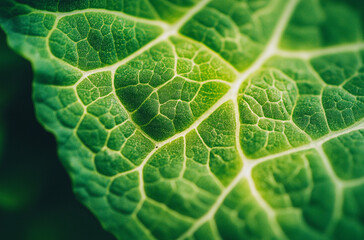 close-up shot of the intricate veins on a lettuce leaf