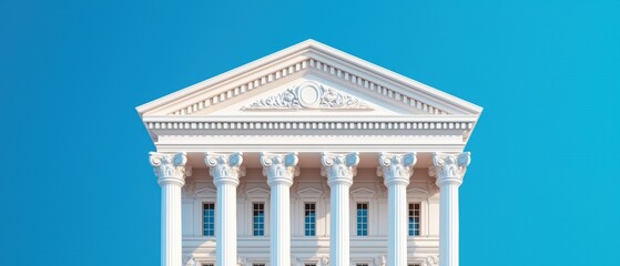 Obraz premium Classic White Building with Columns and Blue Background