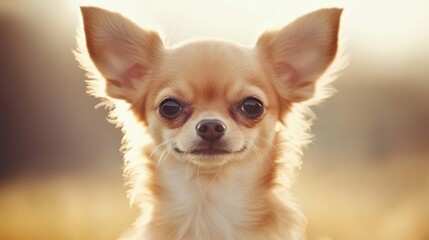 An adorable chihuahua with big expressive eyes and a playful stance, showcasing its tiny size and charming personality, perfect for pet-themed designs, illustrations, or social media content, 