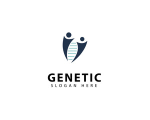 Genetics logo icon, vector symbol design with people concept. DNA and Genetics logo template for medical and healthcare clinics.