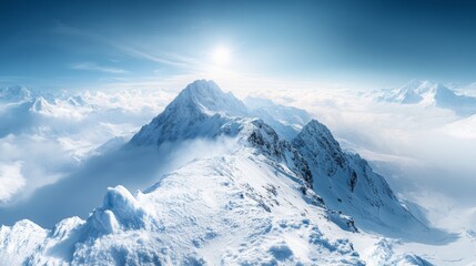 Majestic Snow-Capped Peaks Under a Clear Blue Sky