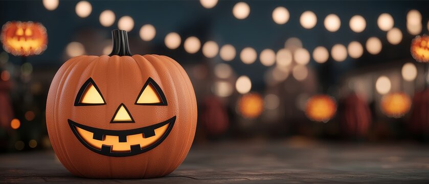 Festive Halloween Pumpkin with Glowing Face