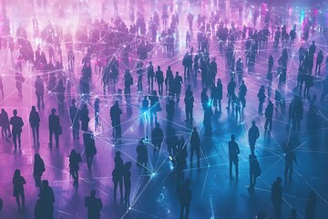 Obraz premium Social media connections shown at a community gathering.