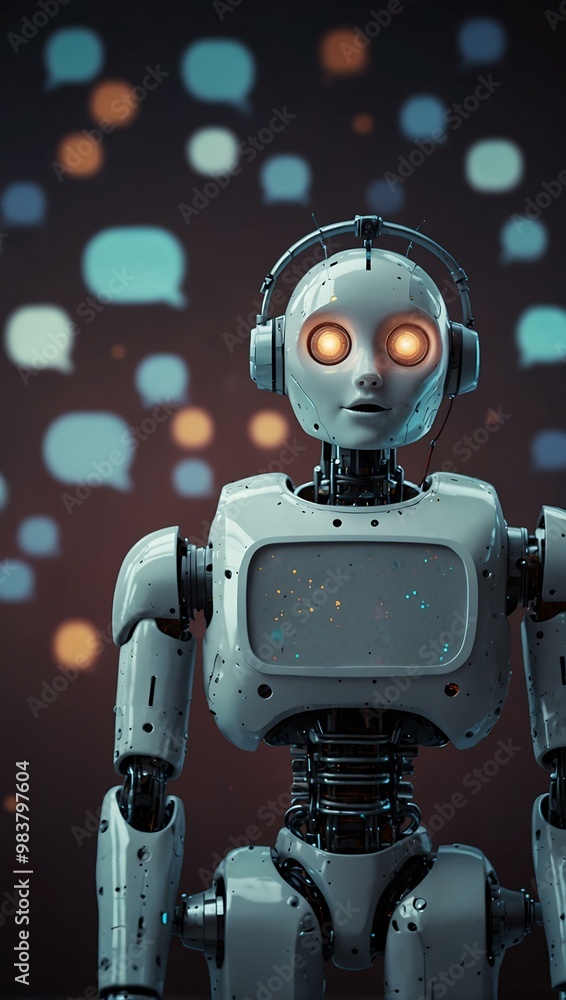 Aufkleber ai chatbot as a robot with message bubbles, illustrating tech assistance.