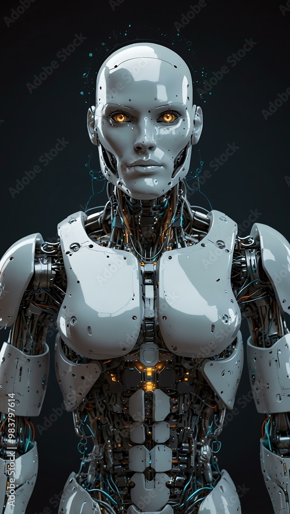 Poster ai chatbot as a robot with message bubbles, illustrating tech assistance.