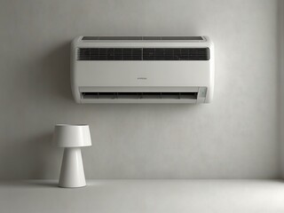 Air conditioner unit on a white wall.