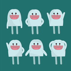 square shaped cartoon character illustration